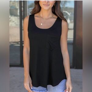Grace & Lace Black Pocket Tank Top